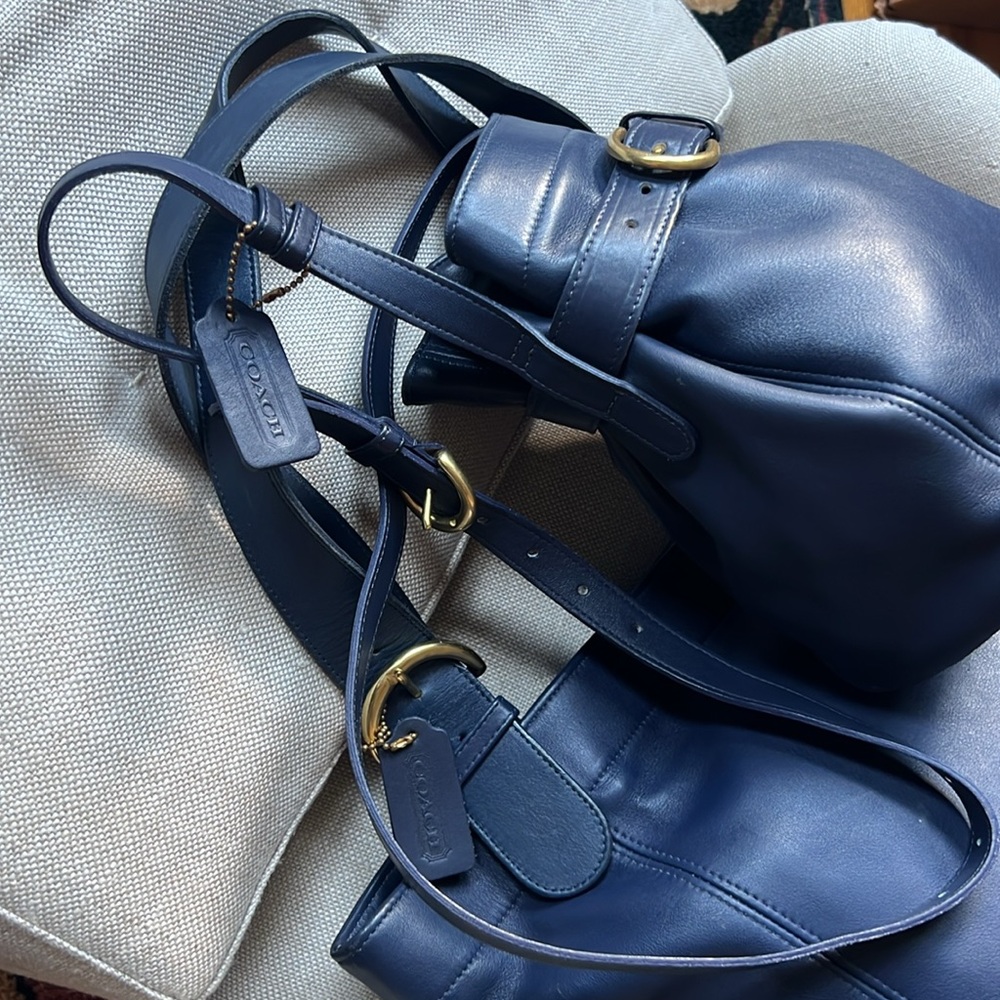 Coach HTF Rare Vintage Soho Navy Set - XXL Feed Duffle, Belted Swing+Pltd Wallet - Picture 2 of 10